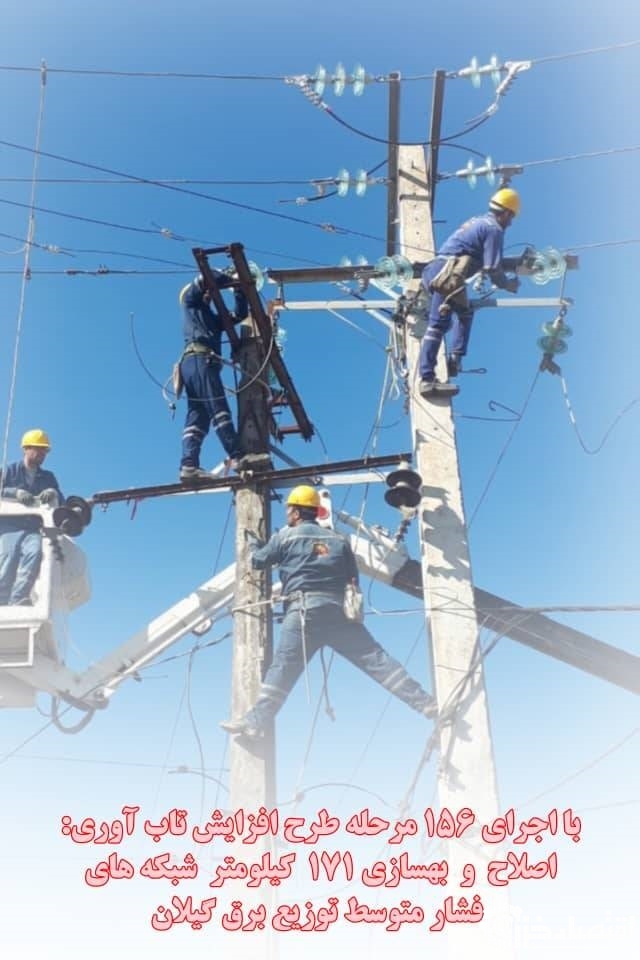 اصلاح و بهسازی ۱۷۱ کیلومتر شبکه های فشار متوسط توزیع برق گیلان