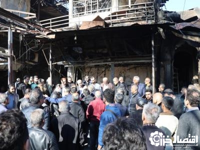 بازدید استاندار گیلان و فرماندار رشت از بازار آسیب دیده رشت